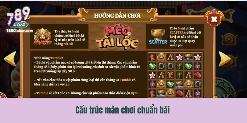Mèo Tài Lộc có cấu trúc màn chơi chuẩn bài 